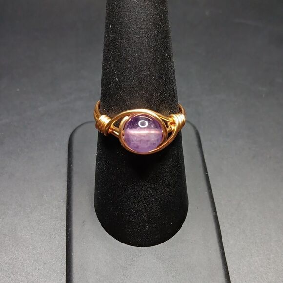 New Wishangol Amethyst Crystal Gemstone Copper Wire Wrapped Ring Size 9 - Picture 4 of 4